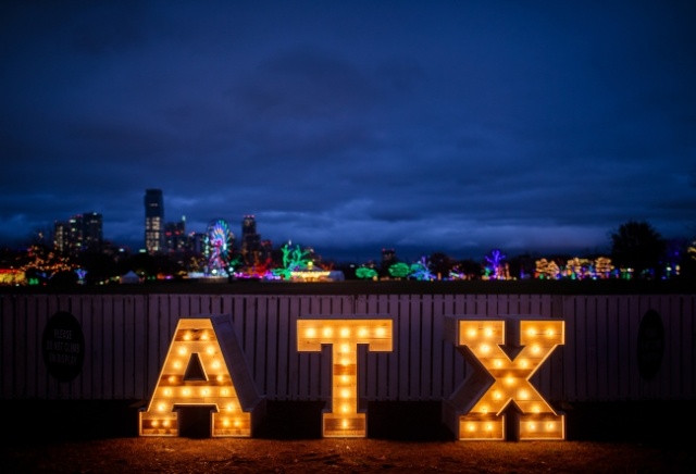 ATX light display in Austin, Texas at night-1