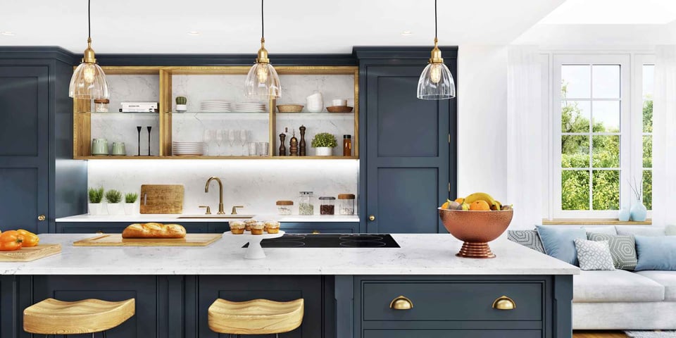 Kitchen with Pendent Lights