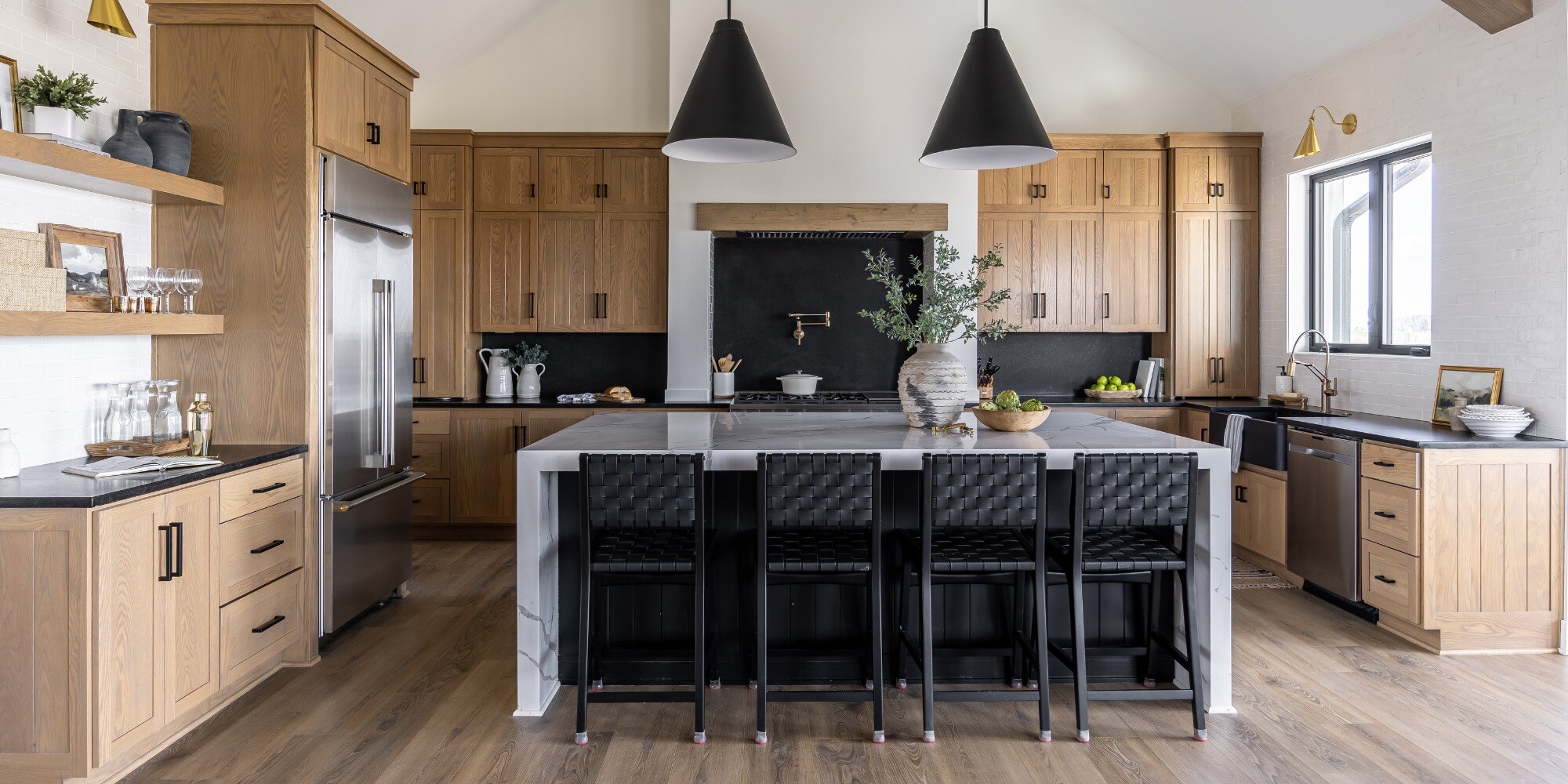 Modern Kitchen with White Granite Countertop