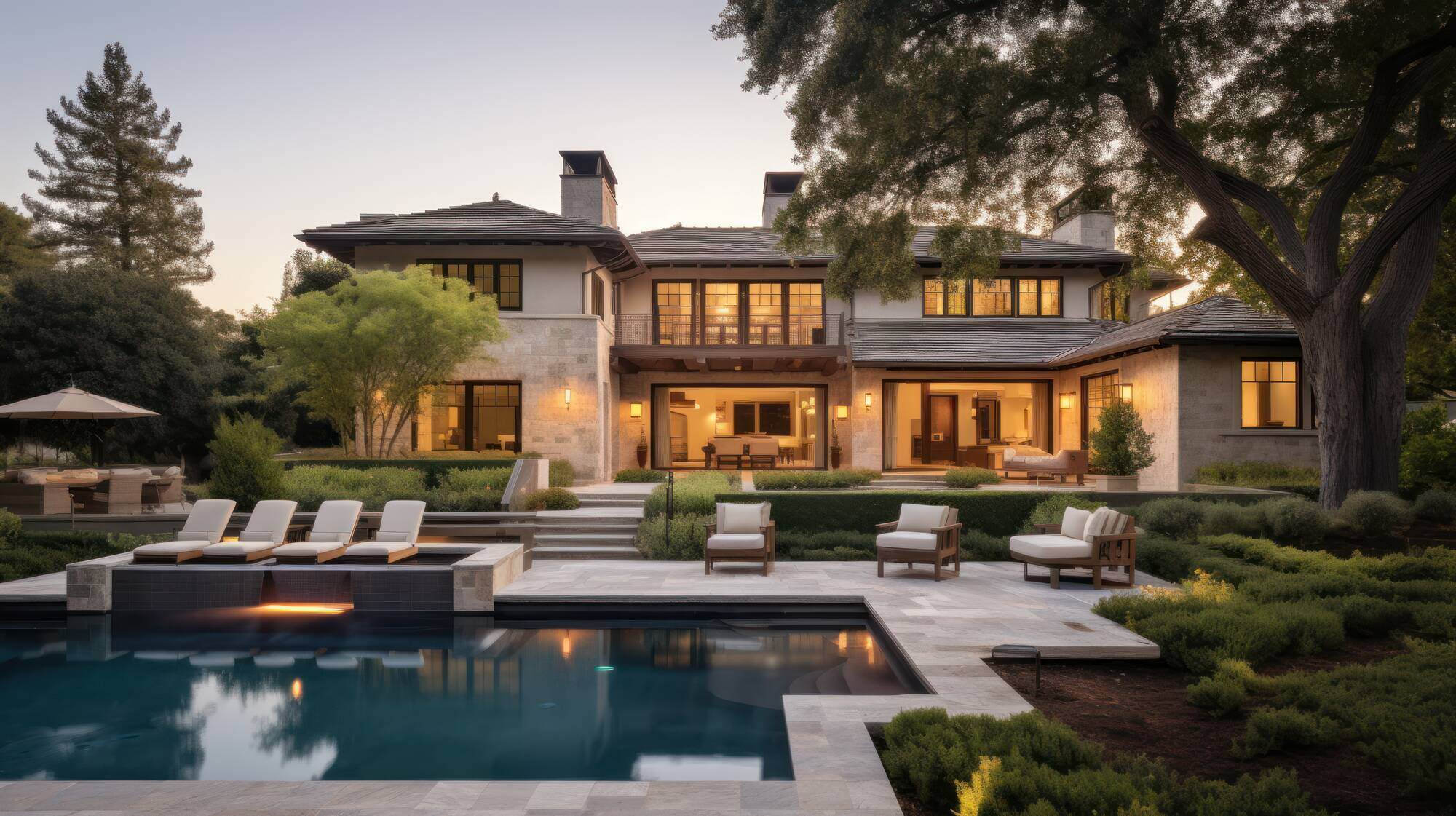 Luxury outdoor living area by Truelux Fine Homes in Austin, Texas with a pool and comfortable seating