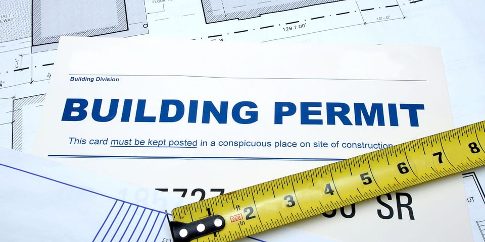 Building Permit on Paper with Ruler on Top