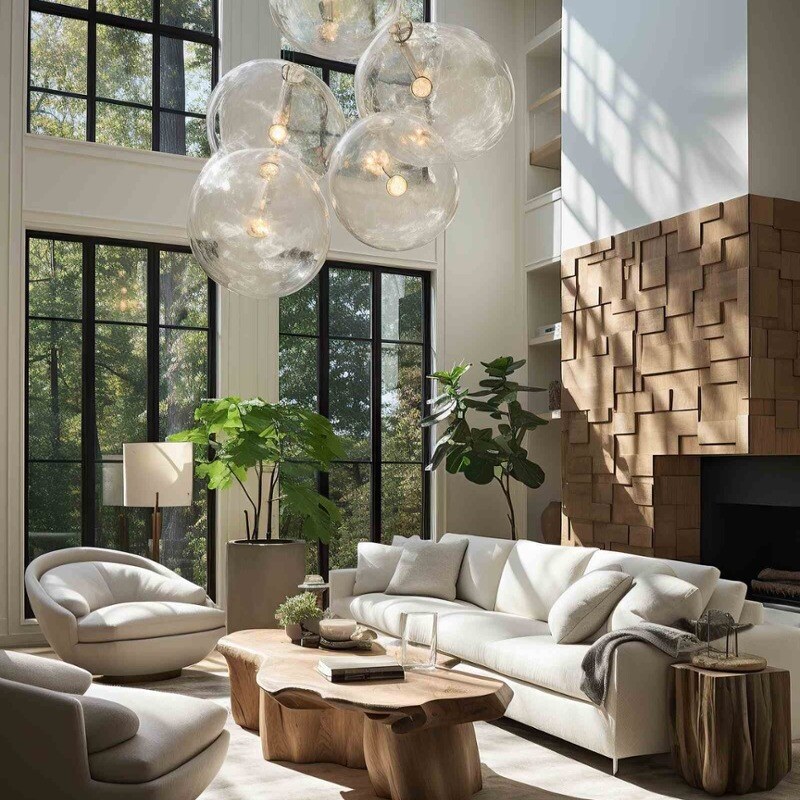 Luxury living room remodel by Truelux Fine Homes in Austin, Texas showcasing modern decor and large windows-1