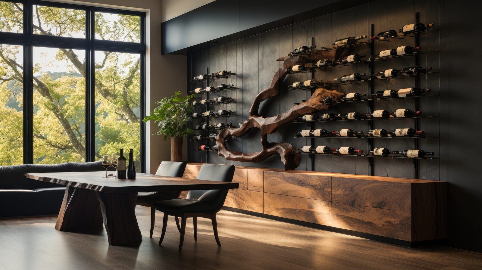 Stylish wine room in a luxury custom home by Truelux Fine Homes, Austin, Texas